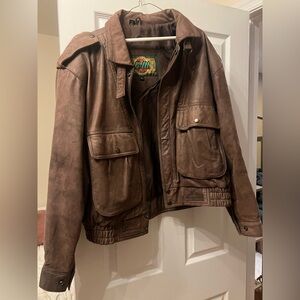 Oversized Vintage Leather Bomber Jacket
